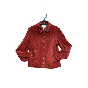Vintage Alice Blue/The Shopping Channel Women's Red Suede Button-Up Jacket Sz S